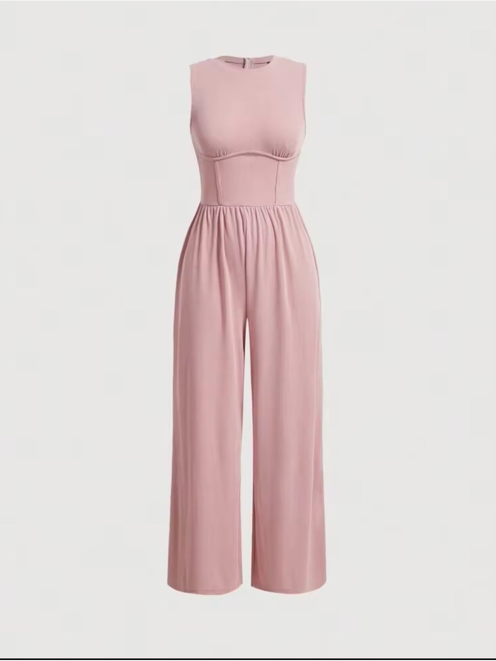 Sleeveless Wide-Leg Jumpsuit in Dusty Pink